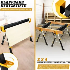 2 x ​Arbeitsbock höhenverstellbar bis 1180 kg belastbar Klappbarer Sägebock Gelb+Schwarz