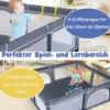 206 x 186cm Baby Laufstall mit Matratze Laufgitter mit 50 Spielbällen (Dunkelgrau Laufstall +Rosa Matratze)