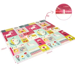 206 x 186cm Baby Laufstall mit Matratze Laufgitter mit 50 Spielbällen (Dunkelgrau Laufstall +Rosa Matratze)
