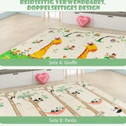 206 x 186cm Baby Laufstall mit Matratze Laufgitter mit 50 Spielbällen (Dunkelgrau Laufstall +Panda Matratze)
