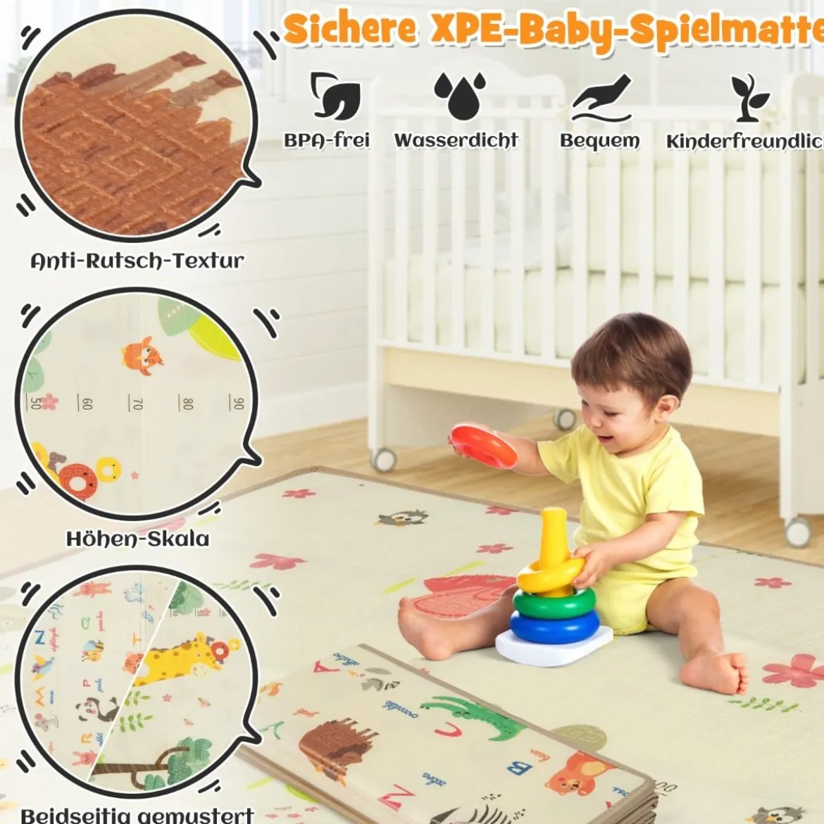 207 x 145 cm Baby Laufstall mit Matratze & Basketballkorb Krabbelgitter mit atmungsaktivem Netz Dunkelgrau
