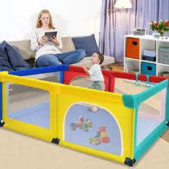 120 x 190 cm Baby Laufstall mit 50 Spielbällen Laufgitter mit Netz und Reißverschluss