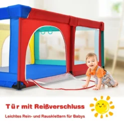 120 x 190 cm Baby Laufstall mit 50 Spielbällen Laufgitter mit Netz und Reißverschluss
