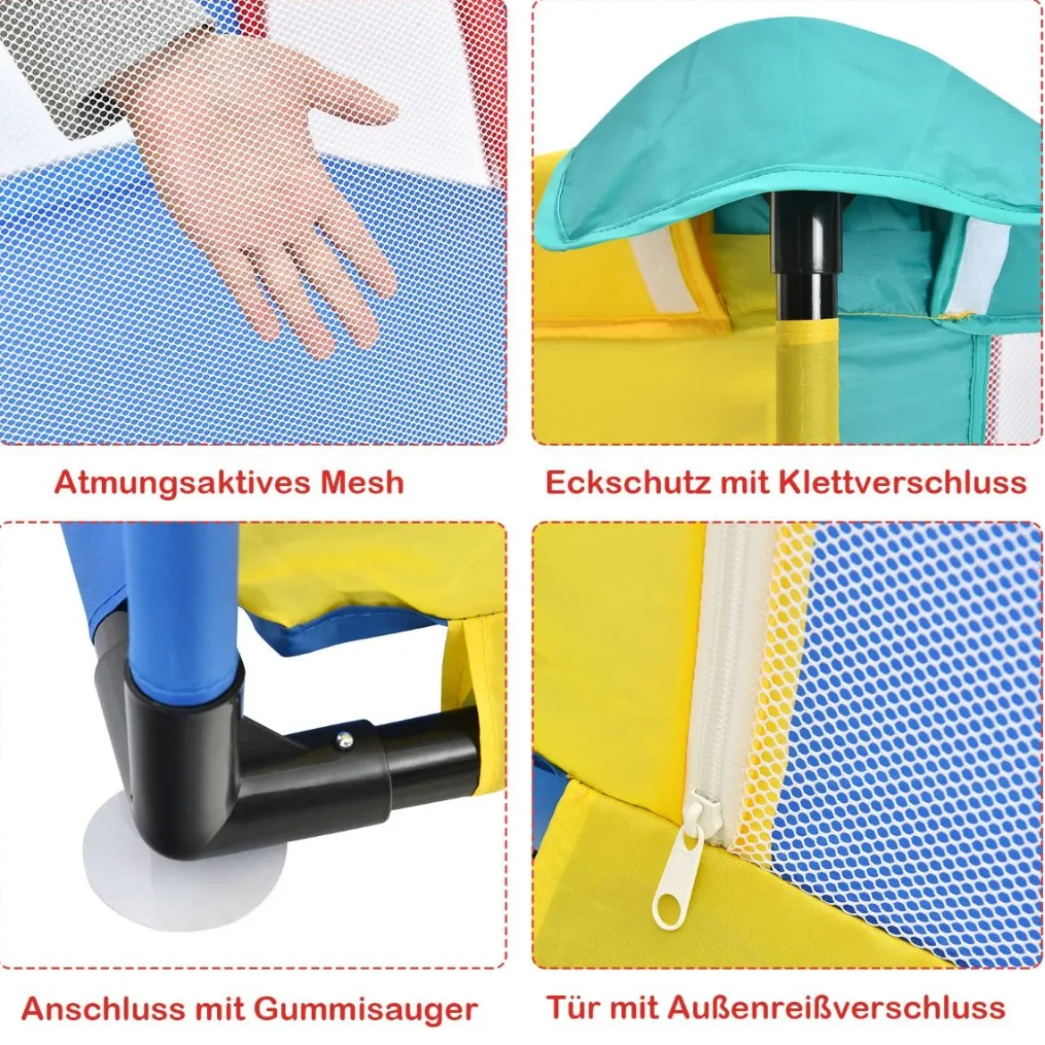 120 x 190 cm Baby Laufstall mit 50 Spielbällen Laufgitter mit Netz und Reißverschluss
