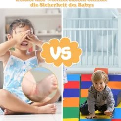 147 x 147cm Baby Spielmatte faltbar Babymatte mit Klettverschluss Krabbelmatte aus Kunstleder Bunt
