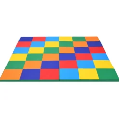 147 x 147cm Baby Spielmatte faltbar Babymatte mit Klettverschluss Krabbelmatte aus Kunstleder Bunt