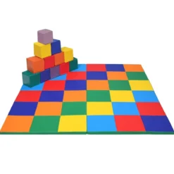 147 x 147cm Baby Spielmatte faltbar Babymatte mit Klettverschluss Krabbelmatte aus Kunstleder Bunt