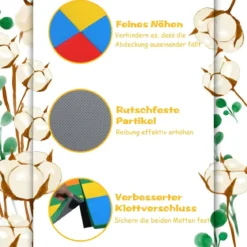 147 x 147cm Baby Spielmatte faltbar Babymatte mit Klettverschluss Krabbelmatte aus Kunstleder Bunt
