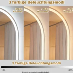 80 x 50 cm beleuchteter Badezimmerspiegel für die Wand hinterleuchteter bruchsicherer Spiegel Silber