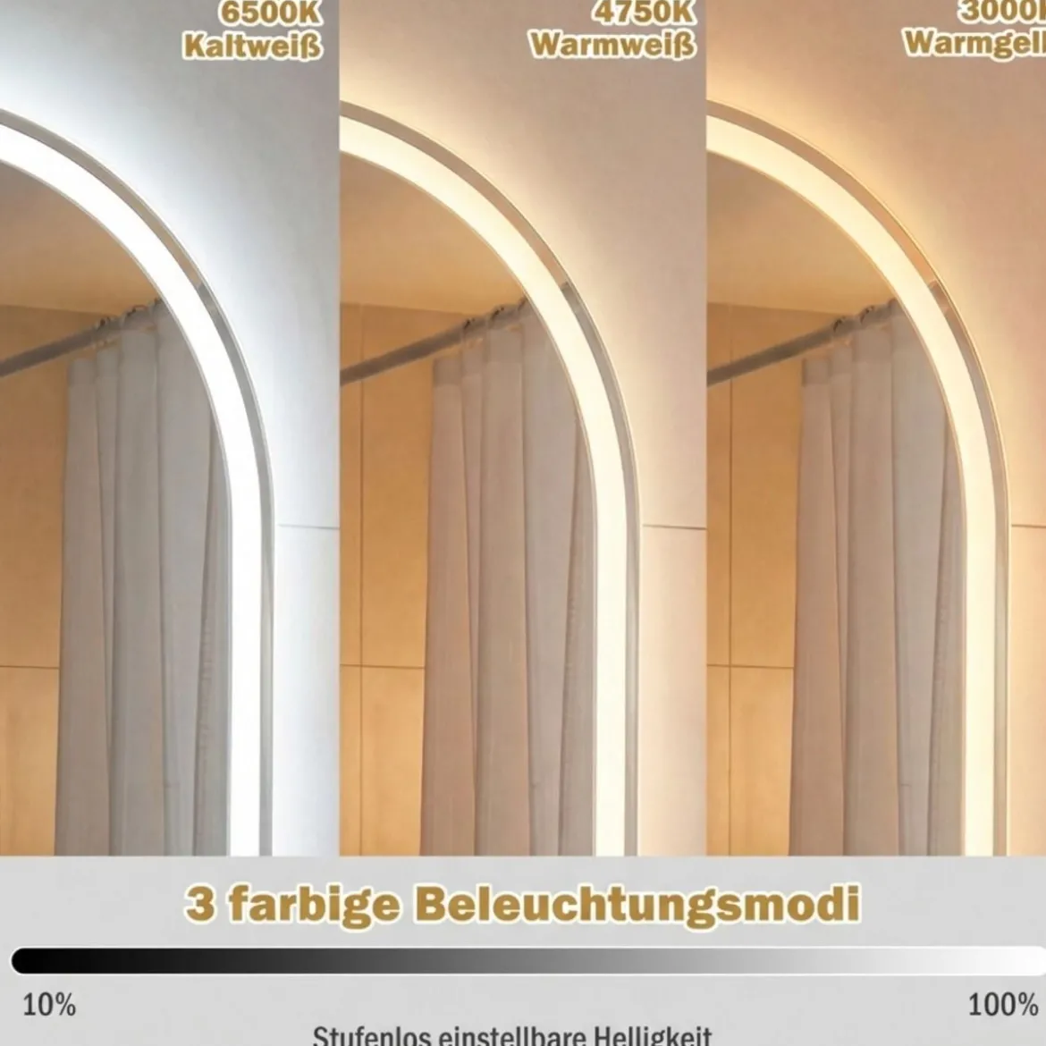90 x 55 cm Beleuchteter Badspiegel mit Anti-Beschlag-Funktion Wandspiegel Ovaler Spiegel