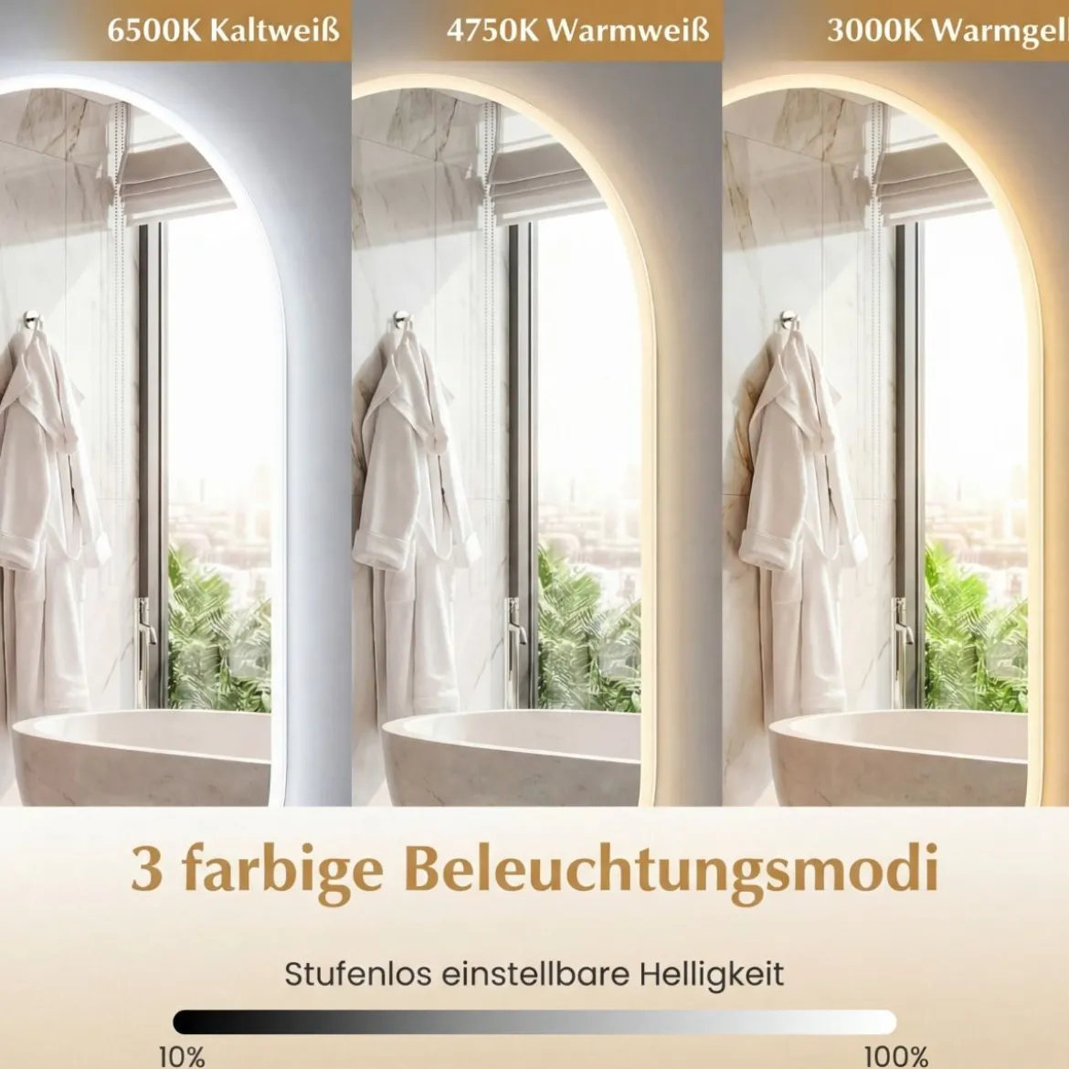 80 x 50cm Beleuchteter Badspiegel mit Anti-Beschlag-Funktion Wandspiegel Ovaler Spiegel