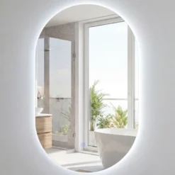 90 x 55 cm beleuchteter Spiegel für Badezimmerwand hinterleuchteter sicherer Spiegel Silber