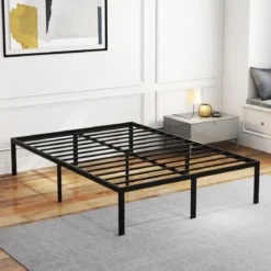 140 x 200 cm Bettgestell aus Metall Bettrahmen mit Stauraum Metallbett Doppelbett