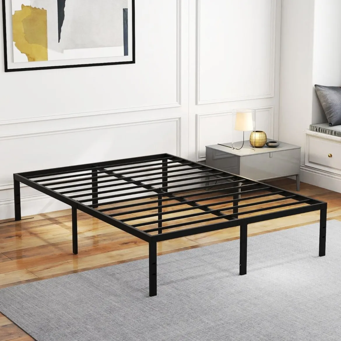 140 x 200 cm Bettgestell aus Metall Bettrahmen mit Stauraum Metallbett Doppelbett
