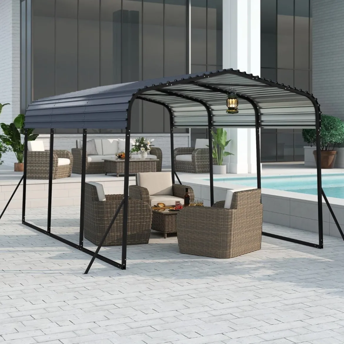440 x 300 cm Carport Zeltgarage Wasserdichtes Garagezelt Auto Unterstand Lagerzelt Partyzelt