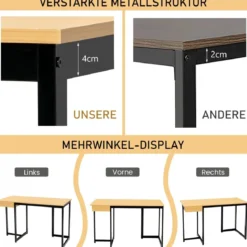 120 x 55 cm Computertisch mit Schublade & Verstellbaren Pads Computertisch Natur