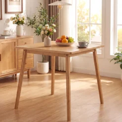 70 x 70 cm Esstisch aus Bambus Quadratischer Holztisch Küchentisch für 2-4 Personen Natur