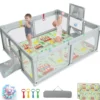 188 x 157 cm Faltbarer Baby Laufstall mit Matratze & Basketballkorb & Fußballnetzen & 50 Bällen Grau
