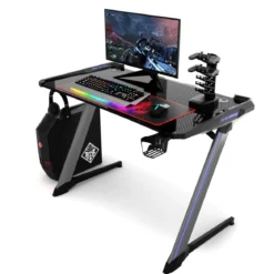 120 x 64 cm Gamingtisch Ergonomischer Computertisch Schreibtisch Racing PC-Tisch mit RGB-Led