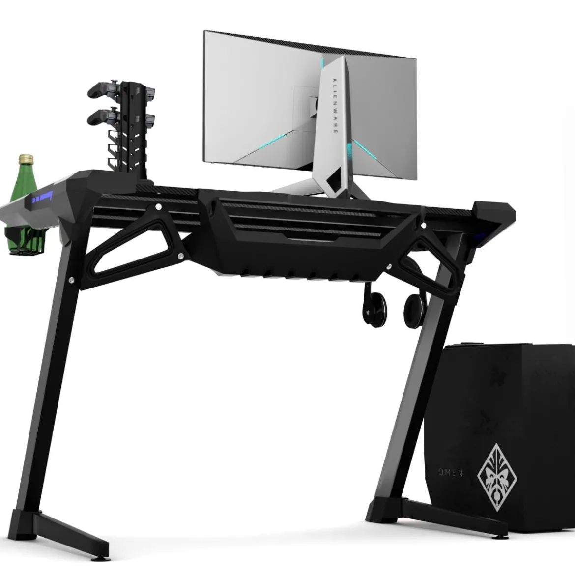 120 x 64 cm Gamingtisch Ergonomischer Computertisch Schreibtisch Racing PC-Tisch mit RGB-Led