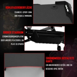 120 x 64 cm Gamingtisch Ergonomischer Computertisch Schreibtisch Racing PC-Tisch mit RGB-Led