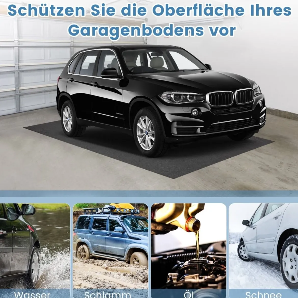 180 x 150 cm Garage Bodenmatte Rutschfeste & Wasserabweisende Ölmatte Garagenmatte