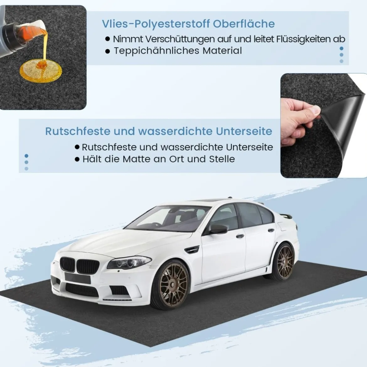 252,5 x 221 cm Garage Bodenmatte Rutschfeste Wasserabweisende Ölmatte Antirutschmatte