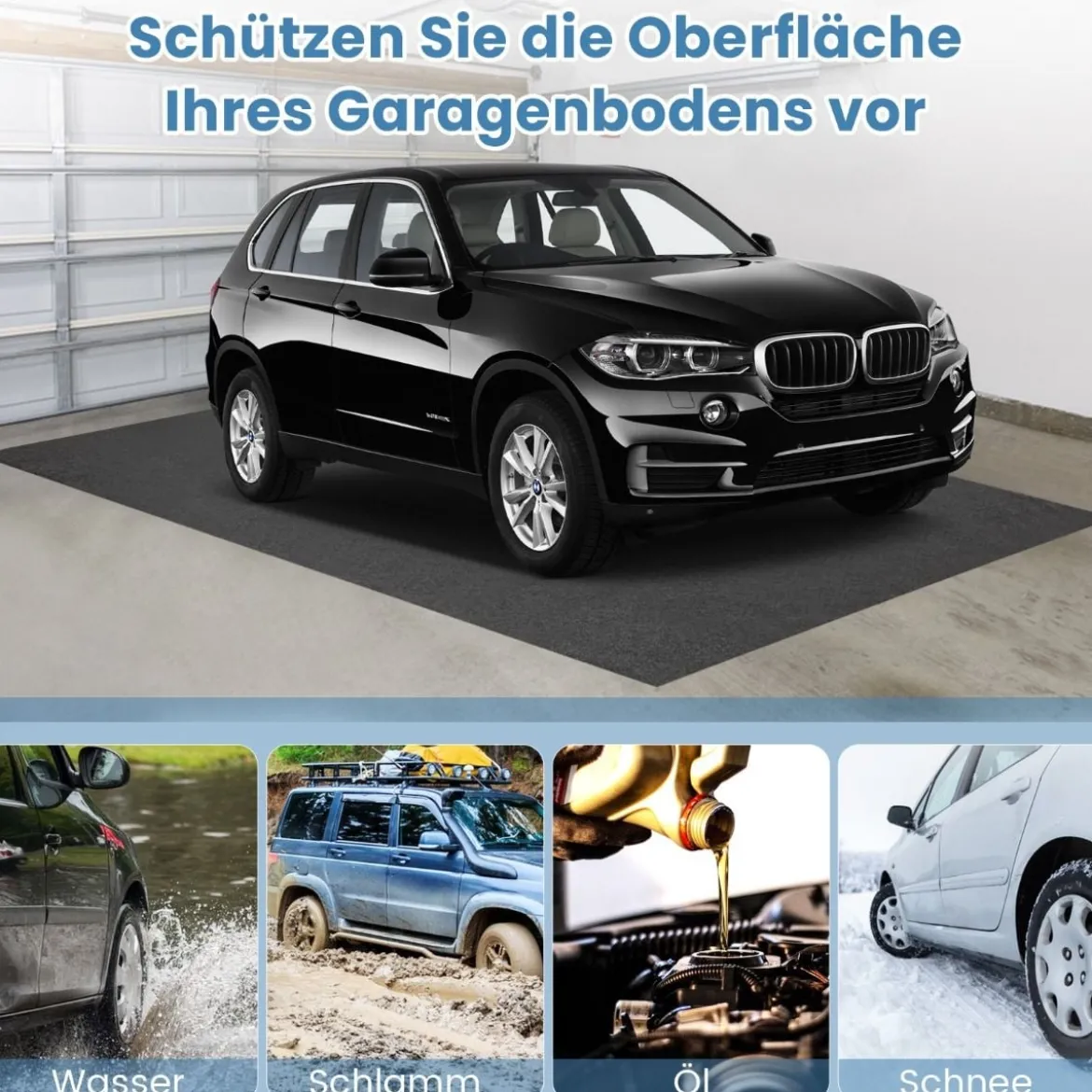252,5 x 221 cm Garage Bodenmatte Rutschfeste Wasserabweisende Ölmatte Antirutschmatte