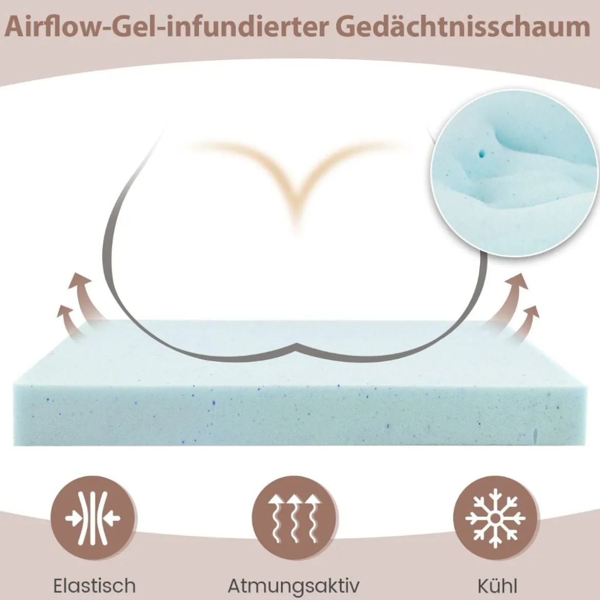 45 x 45 cm Große Memory-Schaum-Sitzkissen 5 cm Dicke Stuhlauflagen Braun