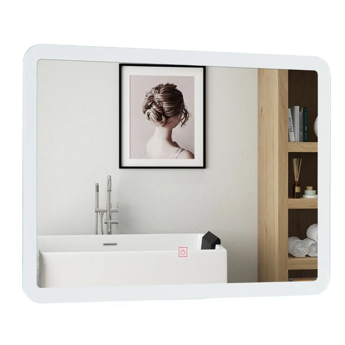70 x 50 cm Großer Badezimmer-Spiegel Wandmontierbarer Badspiegel