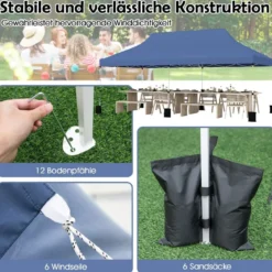 300 x 600 cm großes Pop-up-Überdachungszelt klappbares Eventzelt mit Tragetasche Weiß/Grün/Grau/Schwarz/Blau