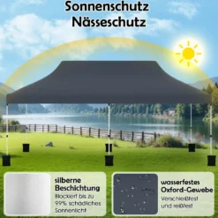 300 x 600 cm großes Pop-up-Überdachungszelt klappbares Eventzelt mit Tragetasche Weiß/Grün/Grau/Schwarz/Blau