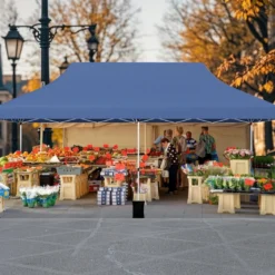 300 x 600 cm großes Pop-up-Überdachungszelt klappbares Eventzelt mit Tragetasche Weiß/Grün/Grau/Schwarz/Blau