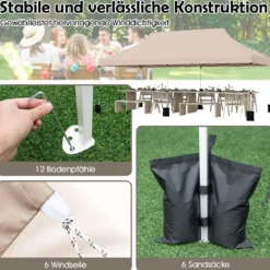 300 x 600 cm großes Pop-up-Überdachungszelt klappbares Eventzelt mit Tragetasche Weiß/Grün/Grau/Schwarz/Blau