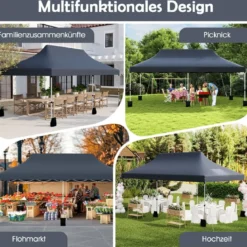 300 x 600 cm großes Pop-up-Überdachungszelt klappbares Eventzelt mit Tragetasche Weiß/Grün/Grau/Schwarz/Blau