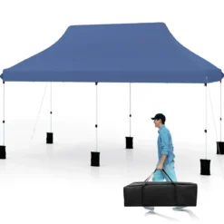 300 x 600 cm großes Pop-up-Überdachungszelt klappbares Eventzelt mit Tragetasche Weiß/Grün/Grau/Schwarz/Blau