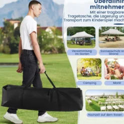 300 x 600 cm großes Pop-up-Überdachungszelt klappbares Eventzelt mit Tragetasche Weiß/Grün/Grau/Schwarz/Blau