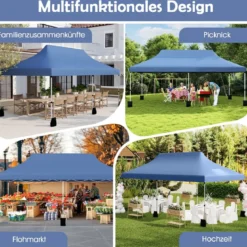 300 x 600 cm großes Pop-up-Überdachungszelt klappbares Eventzelt mit Tragetasche Weiß/Grün/Grau/Schwarz/Blau