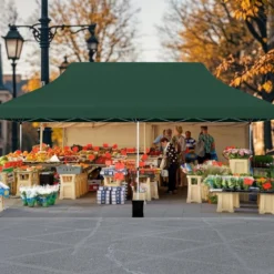 300 x 600 cm großes Pop-up-Überdachungszelt klappbares Eventzelt mit Tragetasche Weiß/Grün/Grau/Schwarz/Blau