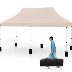 300 x 600 cm großes Pop-up-Überdachungszelt klappbares Eventzelt mit Tragetasche Weiß/Grün/Grau/Schwarz/Blau