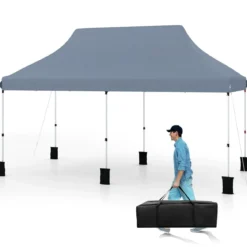 300 x 600 cm großes Pop-up-Überdachungszelt klappbares Eventzelt mit Tragetasche Weiß/Grün/Grau/Schwarz/Blau