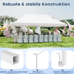 300 x 600 cm großes Pop-up-Überdachungszelt klappbares Eventzelt mit Tragetasche Weiß/Grün/Grau/Schwarz/Blau