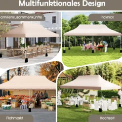 300 x 600 cm großes Pop-up-Überdachungszelt klappbares Eventzelt mit Tragetasche Weiß/Grün/Grau/Schwarz/Blau