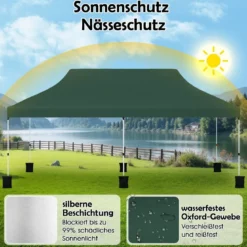 300 x 600 cm großes Pop-up-Überdachungszelt klappbares Eventzelt mit Tragetasche Weiß/Grün/Grau/Schwarz/Blau
