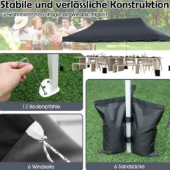 300 x 600 cm großes Pop-up-Überdachungszelt klappbares Eventzelt mit Tragetasche Weiß/Grün/Grau/Schwarz/Blau
