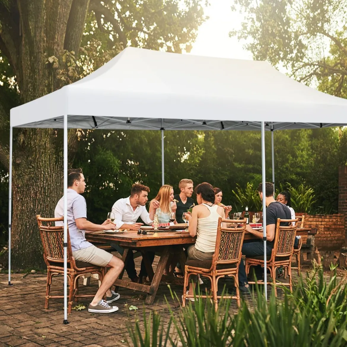 600 x 300 cm Großes Pop-Up-Überdachungszelt Sofortiger Sonnenschutz mit Rädern