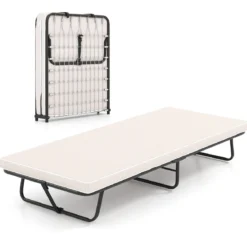 190 x 80 cm Gästebett mit Matratze Klappbares Einzelbett bis 120kg Stabiler Metallbett