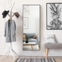 56 x 150 cm HD Ganzkörperspiegel zum Aufhängen oder Anlehnen Wandspiegel Schwarz
