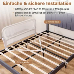 120 x 60 cm Klappbarer Bettgitter mit Abnehmbarem Oxford-Bezug & Gurt Weiß
