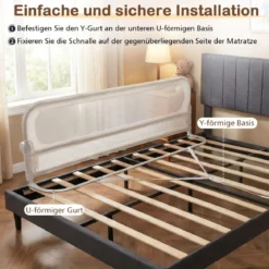 198 x 60 cm Klappbares Bettgitter mit Abnehmbarem Oxford-Bezug Bettschutzgitter Weiß